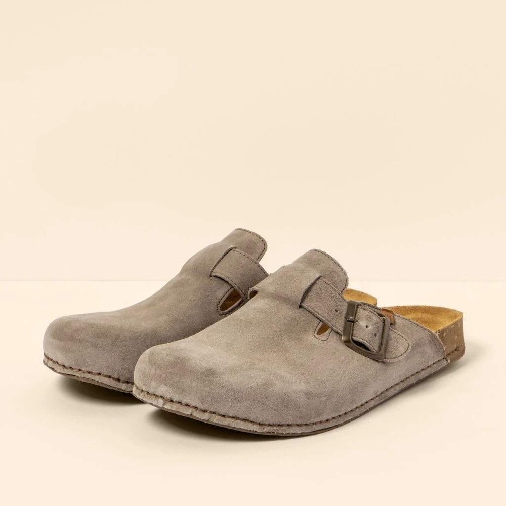 El Naturalista Clog - Balance Barefoot - Silk Suede Taupe Size 38 US 7.5 - N5796
